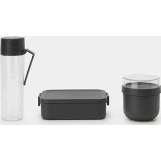 👉 Grijs Brabantia Make & Take Ontbijt En Lunchset 3 Delig Dark Grey 8710755206740