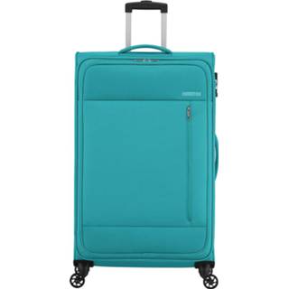👉 Spinner blauw polyester American Tourister Heat Wave 80 Aqua Blue 5400520167477