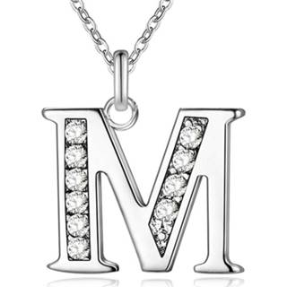 👉 Damesketting zilverkleurige metaallegering m zilver vrouwen Letter Dames Ketting met Zirkonia