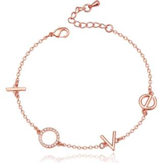 Zirkonia rose metaallegering vrouwen LOVE Damesarmband met Verstelbaar