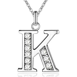 👉 Damesketting zilverkleurige metaallegering zilver vrouwen Letter K Dames Ketting met Zirkonia