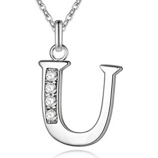 👉 Damesketting zilverkleurige metaallegering zilver vrouwen Letter U Dames Ketting met Zirkonia