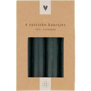 👉 Kaars groen Zusss 4 Rustieke Kaarsjes 12cm Diepgroen 8720574285758