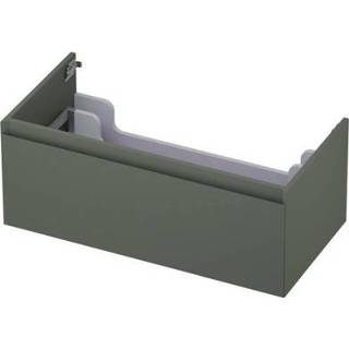 👉 Wastafelonderkast groen MDF lak mat beton INK - 90x45x35cm 1 lade greeploos 45 graden afwerking rondom 1240127 8718835076221