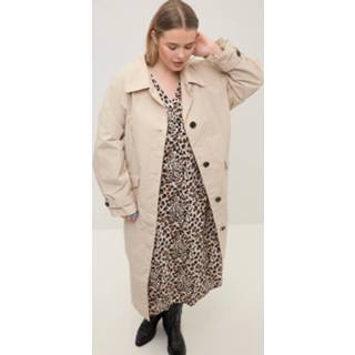 👉 Trenchcoat beige synthetische vrouwen Grote Maten trenchcoat, Dames, beige, Maat: 46/48, vezels/Katoen, Studio Untold 4099956100106