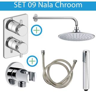 👉 Regendouche set chroom Wiesbaden Inbouw 09 Nala Rechthoek Muuruitloop 8719304054047