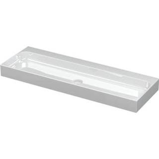 👉 Wastafel wit porselein glans keramiek INK Unit - 120x40x10cm 1 wasbak 0 kraangaten 0204071 8718835001414