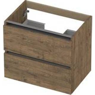 👉 Wastafel onderkast houtdecor eiken naturel INK wastafelonderkast 60x52x40cm 2 lades greeploos alu keerlijst 1107003 8718835005429
