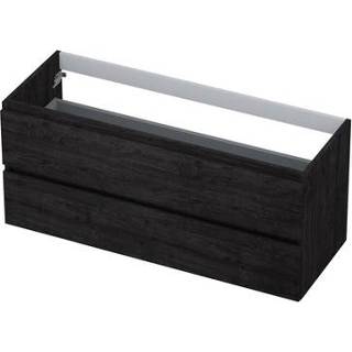 👉 Wastafel onderkast houten eiken HPL houtskool INK Wastafelonderkast - 120x45x52cm 2 lades greeploos keerlijst MFC 1257158 8718835043469