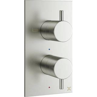 👉 Badkraan staal messing rvs geborsteld Crosswater MPRO inbouw thermostatisch verticaal met greeps in roestvrij sw385369/sw385437