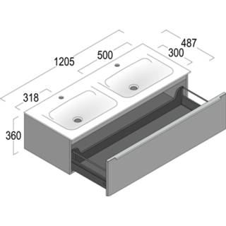 👉 Badmeubelset zwart Saniselect Xanti met 2 Spoelbakken 120,5x48,7x36 cm Mat 8720869003210