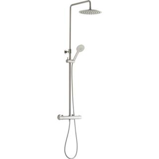 👉 Handdouche Ben Lavion 250 Regendoucheset Cool met Push Geborsteld Nickel 8714176021319