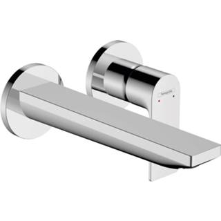 👉 Wastafelmengkraan chroom Inbouw HansGrohe Rebris E Eengreeps Wandmontage Met Uitloop 20 cm 4059625412442