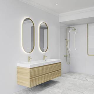 👉 Spiegel goud Gliss Design Aura 40x100cm Mat Ovaal Met LED Verlichting & Geïntegreerde Spiegelverwarming 8720791276270
