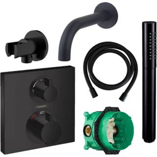 👉 Handdouche zwart Badkraanset Hansgrohe Ecostat Vierkant met 8719304281962