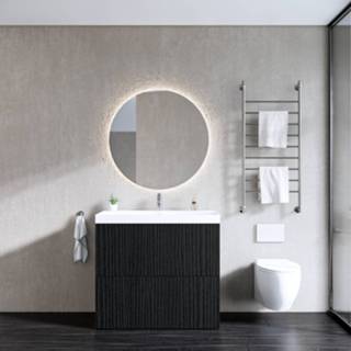 👉 Onderkastje eiken Onderkast Gliss Design Hades 2 Softclose Laden 100x84.5x45cm Houtskool (wastafel keuze) 8719304613923