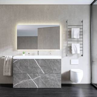 👉 Onderkastje grijs marmer Onderkast Gliss Design Hades 2 Softclose Laden 140x84.5x45cm Pietra (wastafel keuze) 8719304613978
