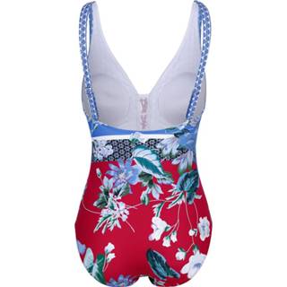 👉 Badpak roze kunstvezels gebloemd vrouwen met veter aan de hals Sunflair Pink 4064435728515