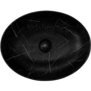 👉 Waskom zwart marmer keramiek mat Riho Marmic Ovaal 52x39,5x13 cm 8718374998299