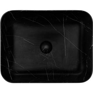 👉 Waskom zwart marmer keramiek mat Riho Marmic Rechthoek 50x39x13 cm 8718374998312