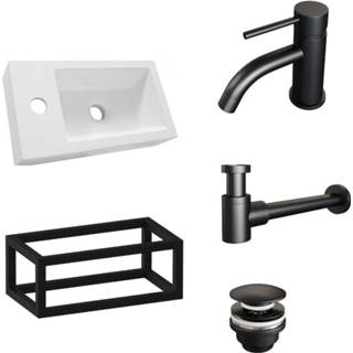 👉 Fonteinset zwart wit Brauer Black Edition 40x22cm Incl. Toebehoren en Frame Mat 8720724502995
