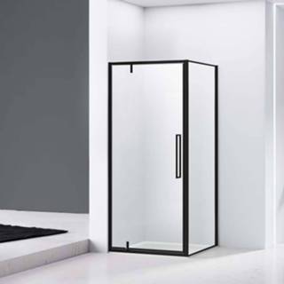 👉 Douchecabine zwart glas mat Van Rijn ST04 Hoekcabine 6 mm Helder incl. Glasbehandeling Omkeerbaar 100x90x200 cm 8719304385516