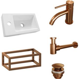 👉 Fonteinset wit PVD Brauer Copper Edition 40x22cm Incl. Toebehoren en Frame Geborsteld Koper 8720724502988