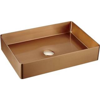 👉 Waskom RVS rose goud koper Sapho Aurum Vierkant 50 x 35 cm Matt 8590913919572