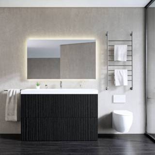 👉 Onderkastje eiken Onderkast Gliss Design Hades 2 Softclose Laden 140x84.5x45cm Houtskool (wastafel keuze) 8719304613985