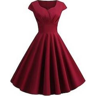 Cocktailjurk vrouwen Audrey Hepburn Retro vintage Jaren '50 Cocktail jurk Alle seizoenen Jurken Dames Volwassenen Kostuum Wijnoogst Cosplay Casual Vakantie Formeel Korte mouw V-hals Tot de knie A-lijn miniinthebox