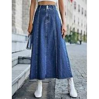 👉 Schommel blauw vrouwen Dames Lange rok Maxi Denim Rokken Basic Casual / Dagelijks S M L miniinthebox