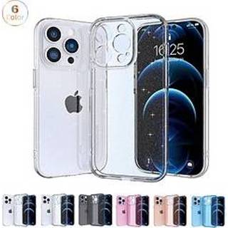 👉 Transparant Telefoon hoesje Voor Apple Achterkant iPhone 14 13 12 Pro Max Plus Volledig lichaamsbeschermend Glitterglans TPU PC miniinthebox