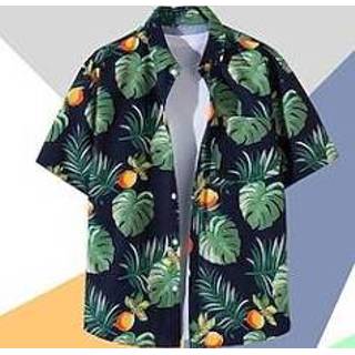 👉 Herenoverhemd groen mannen Voor heren Overhemd Hawaiiaans Grafische prints Bladeren Strijkijzer Buiten Straat Korte Mouw Button-omlaag Afdrukken Kleding Tropisch Modieus Hawaii Ontwerper miniinthebox