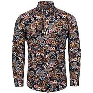 👉 Herenoverhemd zwart rood paars groen mannen Voor heren Overhemd Bloemig Paisley Grafische prints Strijkijzer Buiten Straat Lange mouw Button-omlaag Afdrukken Kleding Sport Modieus Streetwear Ontwerper miniinthebox