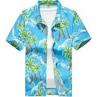 👉 Herenoverhemd geel blauw mannen Voor heren Overhemd Hawaiiaans Kokosnootboom Grafische prints Banaan Strijkijzer Straat Casual Korte Mouw Button-omlaag Afdrukken Kleding Tropisch Modieus Hawaii Ontwerper miniinthebox