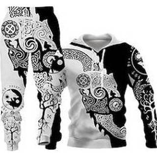 👉 Trainingspak zwart mannen Voor heren Truien instellen Capuchon Grafisch Tribal 2-stuks Afdrukken Sport Outdoor Casual 3D-afdrukken Basic Streetwear Ontwerper Herfst Lente Kleding Hoodies Sweatshirts miniinthebox