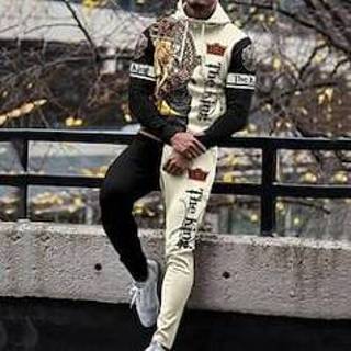 👉 Trainingspak wit geel blauw kaki mannen Voor heren Truien instellen Hoodie met volledige rits Khaki Capuchon Grafisch dier Vetoketju 2-stuks Sport Outdoor Casual 3D-afdrukken Basic Streetwear Ontwerper miniinthebox