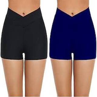 👉 Bikinibroekje zwart marineblauw vrouwen Dames Zwemkleding Bikinibroek Normaal Zwempak Snel Drogend Effen Kleur Badpakken Sportief Zomer miniinthebox