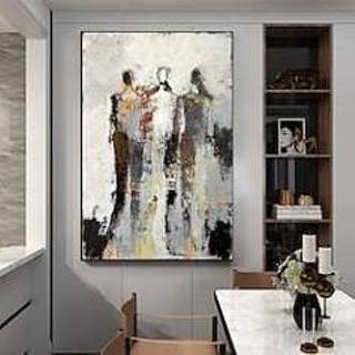 👉 Olieverfschilderi canvas acryl Handgemaakt olieverfschilderij kunst aan de muur decoratie modern abstract figuur voor interieur gerold frameloos ongerekt schilderij miniinthebox