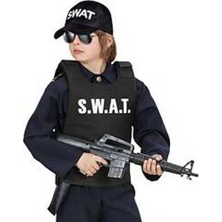 👉 Hoed zwart jongens SWAT Politie Cosplay kostuum Outfits 4-stuks Film Halloween Ves Glazen Carnaval Maskerade Polyesteri miniinthebox