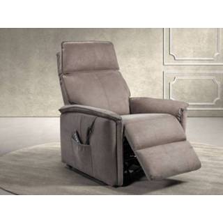 👉 Relaxfauteuil grijs bruin elektrisch LEANDRO met verstelbaar hoofdeinde en liftmotor grijs/donkerbruin 5400943278064