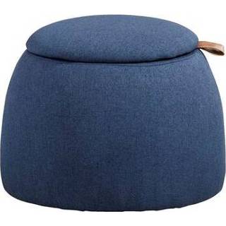 👉 Poef blauw polyester Dublin - 40xØ56 cm Leen Bakker 8714901677644