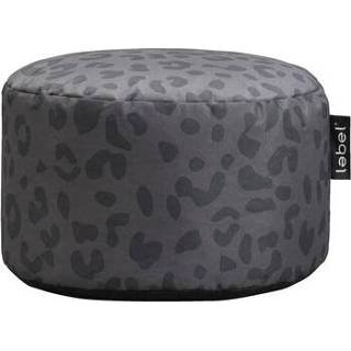 Poef antraciet Leopard lebel - Ø48x28 cm Leen Bakker 8717237193512