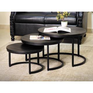 👉 Salontafel zwart Set van 3 salontafels ARNOLD 5400943278941
