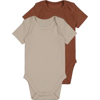 👉 Rompertje bamboe elastaan baby meisjes bruin HEMA Romper Rib Met Stretch - 2 Stuks (bruin)