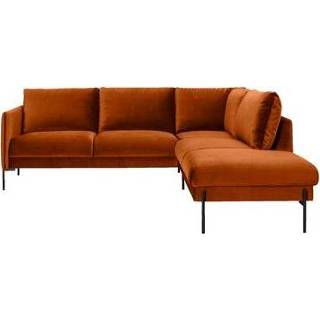 👉 Hoekbank velvet bruin Brest rechts - koper Leen Bakker 5713941209658