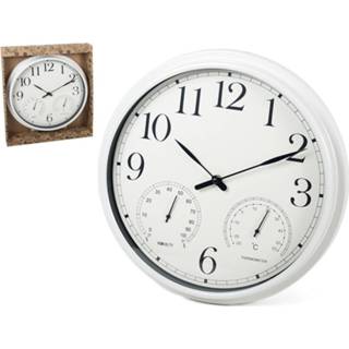 👉 Wandklok wit Gerimport 33 x 4,5 Cm met vochtigheid en thermometer 8430540868679
