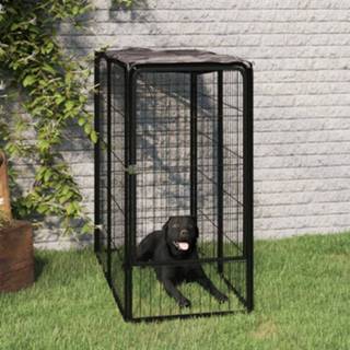 Hondenkennel zwart staal 6 panelen 50 x 100 cm gepoedercoat 8720287158653