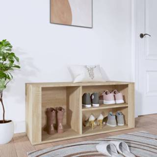 👉 Schoenenkast hout 100x35x45 cm bewerkt sonoma eikenkleurig 8720287223276