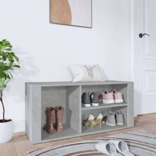 👉 Schoenenkast hout 100x35x45 cm bewerkt betongrijs 8720287223283